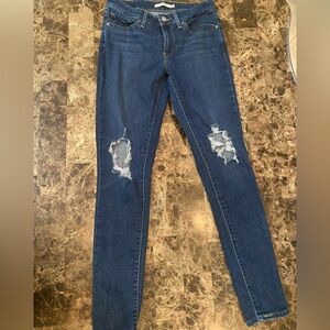 Levi's Dark Blue Distressed Skinny Jeans